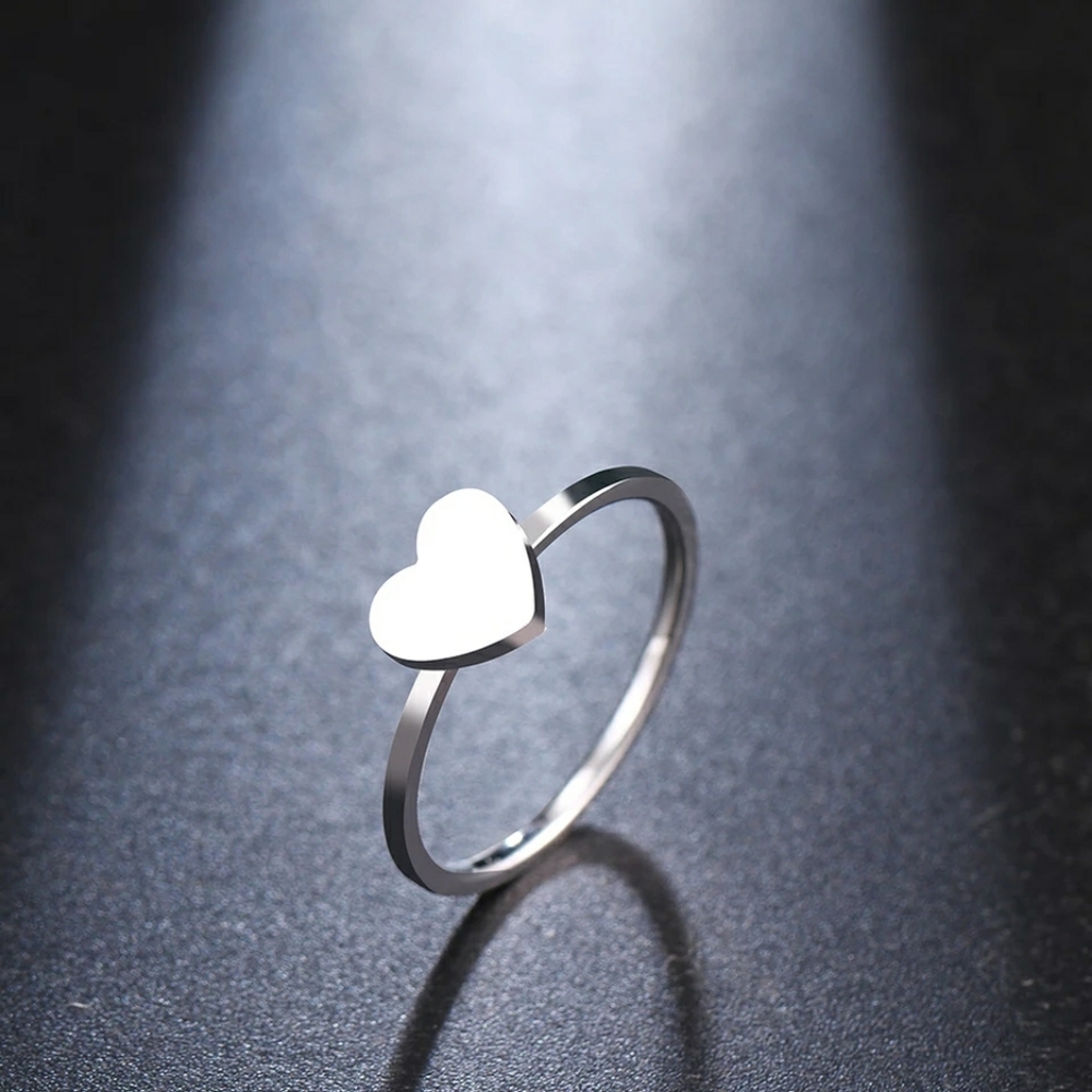 Petite Heart Stackable Stainless Steel Ring - Picture 2 of 9
